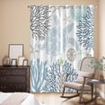 thumbnail image 3 of Blue Beige Coastal Turtle Kitchen Curtains 84 Inch Length, Ocean Coral Nautical Grommet Top Bedroom Living Room Curtains, Light Filtering Cafe Curtain Drapes 2 Panels Set 84''x84'', 3 of 9