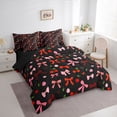 thumbnail image 2 of Erosebridal Bowknot Kids Bedding Comforter Set 7pcs, Cute Cherry King Bedding Sets, Black Reversible, 2 of 7