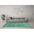 thumbnail image 3 of Ahgly Company Machine Washable Indoor Square Abstract Turquoise Blue Modern Area Rugs, 8' Square, 3 of 4
