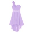 thumbnail image 4 of YONGHS Kids Flower Girls One-Shoulder Bridesmaid Wedding Dress Lavender 12, 4 of 5