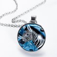 thumbnail image 2 of Zebra Stunning Glass Circular Pendant Necklace - Handcrafted Unique Design for Fashion Forward Necklaces, 2 of 5