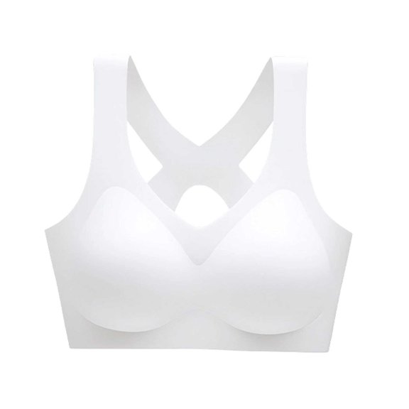 Zpanxa Wireless Bras for Women Seamless Push-up Crisscross Back with Removable Pads Everyday Bra White 42BC