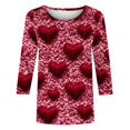 thumbnail image 4 of Valentine's Day Tops for Women 2025 Cute Heart Tshirts Fashion 3/4 Sleeve Shirts Crewneck Tunic Tee, 4 of 5