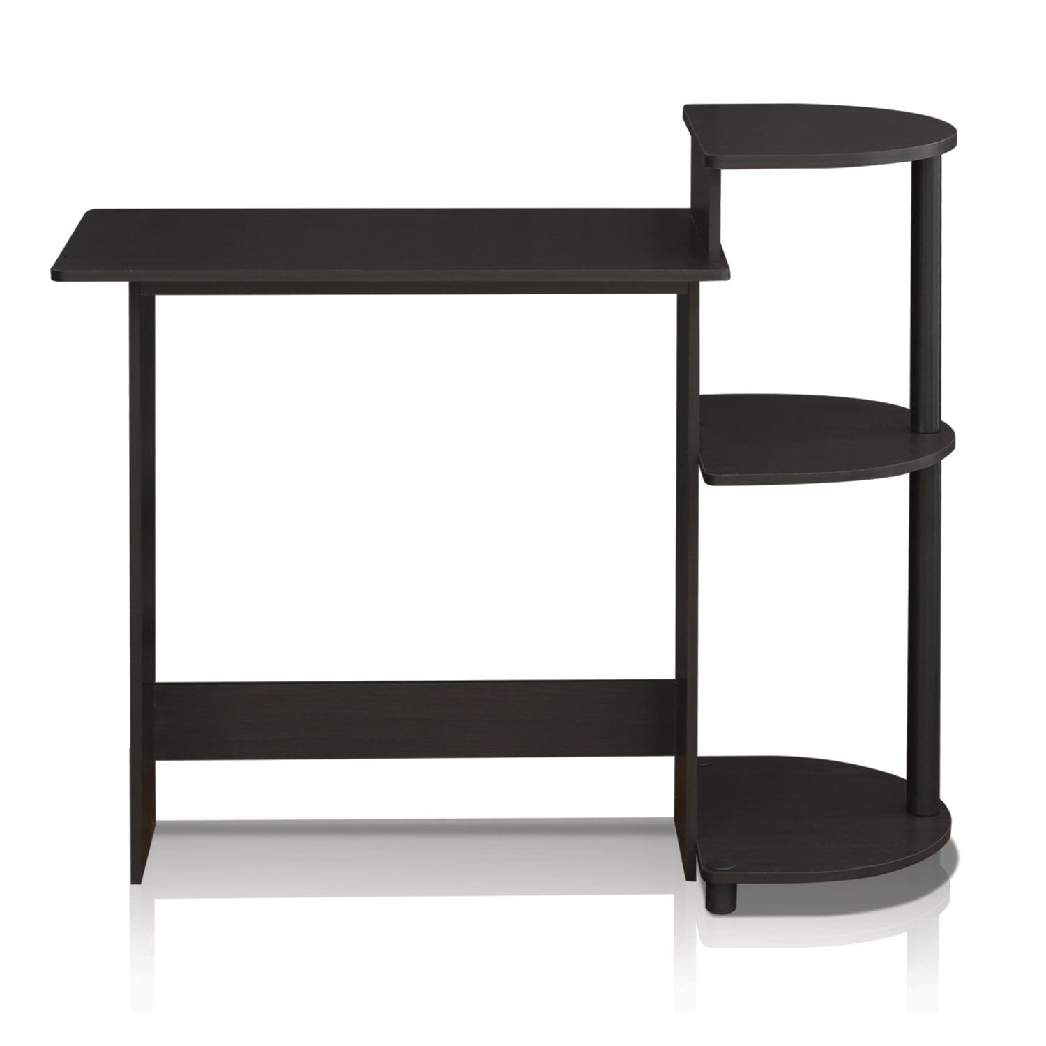 Furinno Compact Computer Desk with Shelves, Espresso/Black, 11181EX/BK