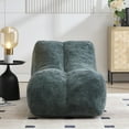 thumbnail image 3 of 59" Bean Bag Sofa Chair with Creative Curve Design, Comfy Sofa with High-quality Sponge, Small Couch for  Living room, Bedroom, Apartment, Small Spaces, Light Blue, 3 of 9