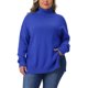 thumbnail image 1 of Suéteres de talla grande para mujer Agnes Orinda, cuello de tortuga, de manga larga, con abertura lateral, casual, suelto, pulóver de punto, 1X, azul, 1 of 6
