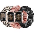 thumbnail image 1 of 3 Packs Compatible with Apple Watch Band Scrunchies 42mm Cloth Soft Pattern Printed Fabric Wristband Bracelet Women IWatch Elastic Scrunchy Bands 44mm, 1 of 4