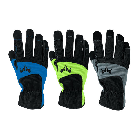 Maverick Industries 3 Pack Work Gloves- One Blue Pair, One Green Pair, One Yellow Pair, Size Small