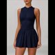 thumbnail image 4 of Vestido de Golf y Tenis para Mujer con Sujetador Incorporado, Pantalones Cortos con Cremallera, Corte Entallado, Falda Deportiva con Bolsillos Azul Oscuro L, 4 of 10