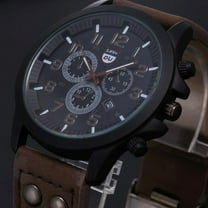 Ausyst Men's Watch Military Leather Date Quartz Analog Men's Quartz Wrist Watches Watches for Men