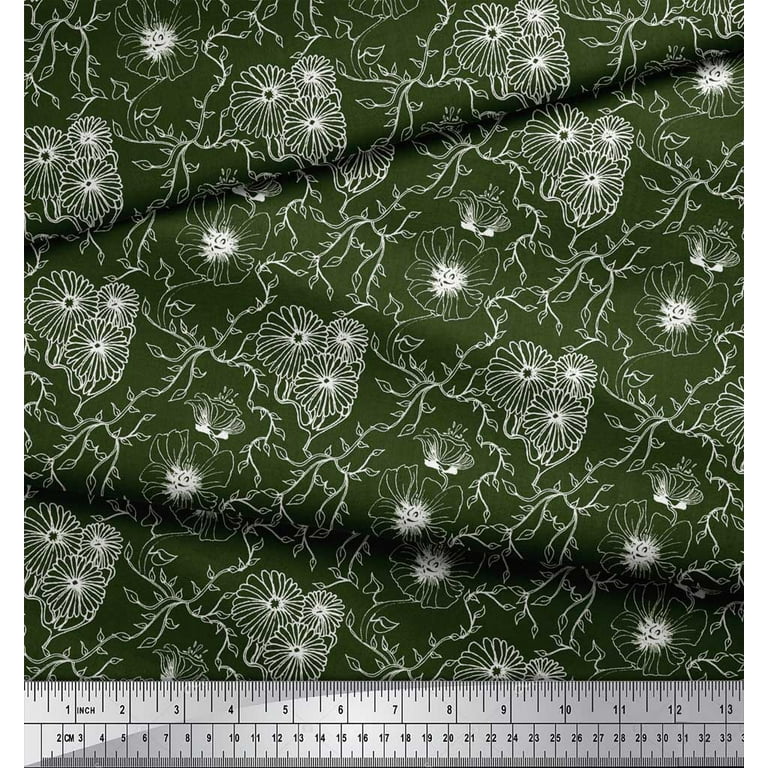  Soimoi Dark Olive Green Dress Cotton Jersey 2-Way Stretch  Fabric Solid Fabric by The Yard 64 Inch Wide