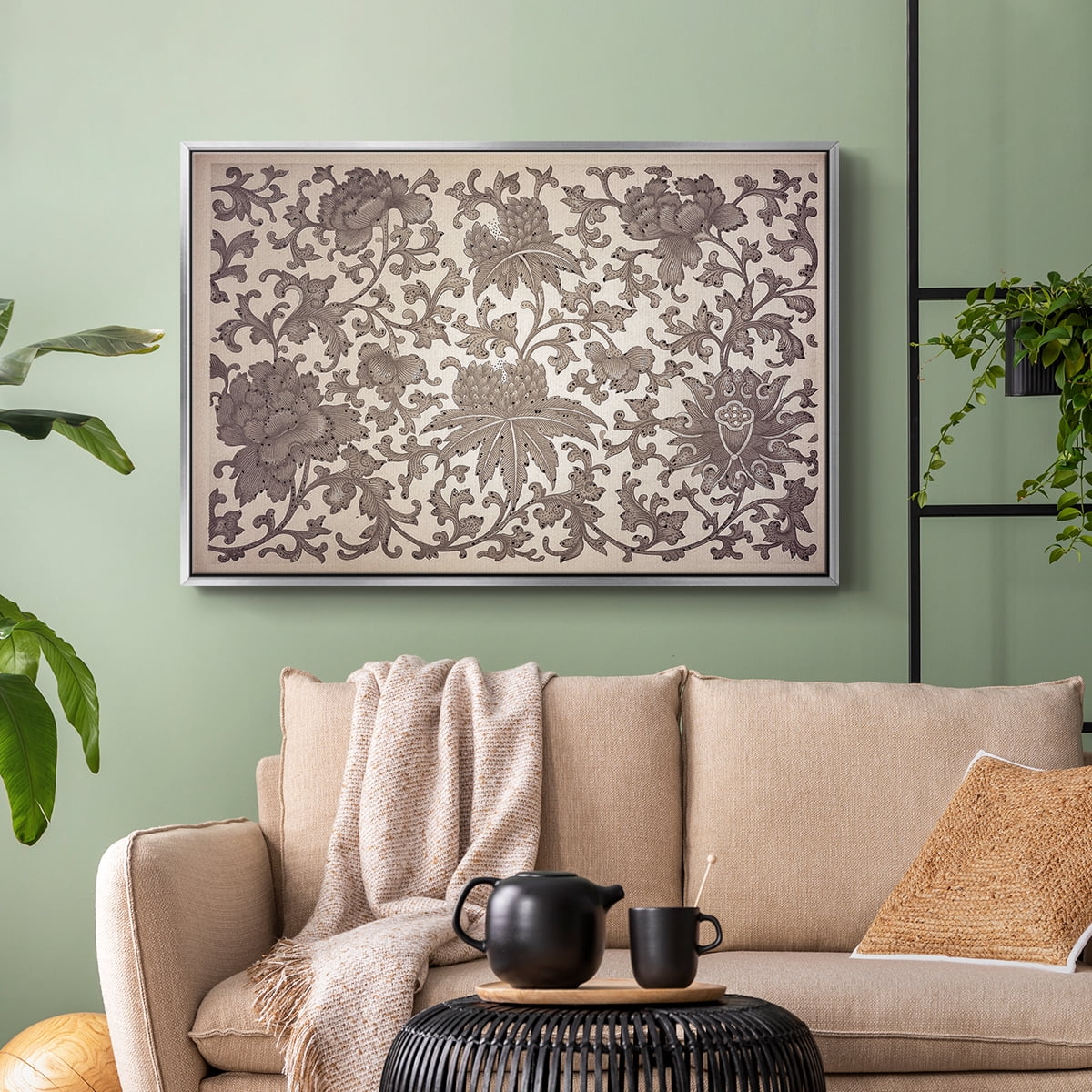 Vintage Abstract Print-XXIII Framed in Silver Wood Gallery Wrapped Canvas 17 in. x 25 in.