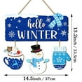 thumbnail image 4 of Hello Winter Blue Snowflake Front Door Sign, Seasonal Wood Door Hanger Outdoor Outside Porch Decor, Christmas Wooden Wreath with Checkered Bow Indoor Wall Hanging Decoration Gifts for Women, 4 of 7