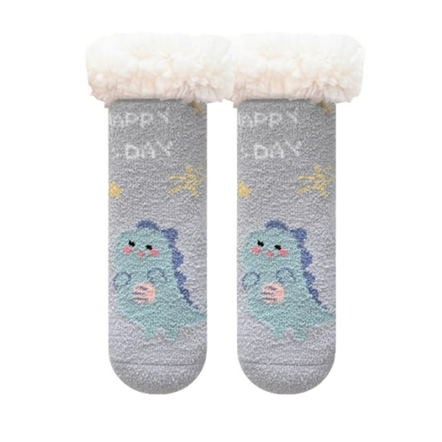 EDFBUYKRS Chaussettes Pantoufles pour Bébé de Noël Chaussettes Duveteuses pour Tout-Petit Chaussettes Chaudes Non Hivernales