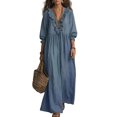 thumbnail image 2 of Joernso Women Summer Long Dress, 3/4 Sleeve Ruffle V Neck Maxi Dress, Casual Loose Fit Flowy Beach Vacation Sundress, 2 of 8