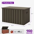 thumbnail image 7 of PURPLE LEAF Outdoor Deck Box 160 Gallon Waterproof Lockable Storage Box Container with Lid Deck Organization for Patio Cushions Side Table Pool Accessories Garden Tools, Brown, 7 of 7