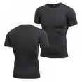 thumbnail image 2 of Men's Short Sleeve Compression T-Shirt Fitness Sports Base-Layer Running Top,Black XL, 2 of 6