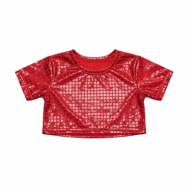 Haut Scintillant de Carnaval pour Adolescentes Rouge Haut Scintillant de Danse pour Filles Tenue de Performance de Carnaval Haut Scintillant de Performance Tenue de Performance de Carnaval Vêtements de Performance pour Filles 17-18 Ans