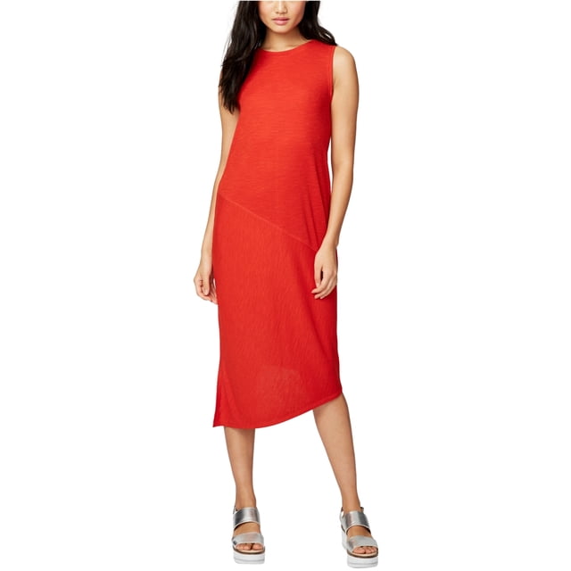 Vestido asimétrico acanalado Rachel Roy para mujer rojo mediano