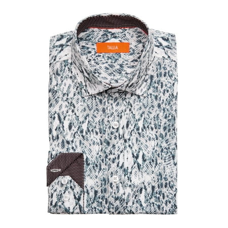 TALLIA Mens Green Collared Classic Fit Stretch Dress Shirt S 14/14.5- 32/33