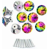 10 Pack Crystal Cabinet Knobs, 30mm Diamond Shape Glass Drawer Pulls with Screws for Dresser Cupboard Wardrobe Kitchen Bathroom DIY