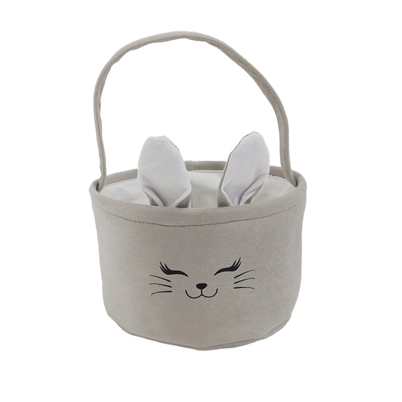Darzheoy Easter Bunny Basket with Ears, Decorative Basket Bag for Easter Eggs and Gifts, Spring Holiday Party Decor, Cute Storage for Kids Adults, Portable Design
