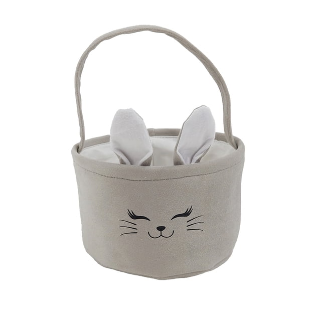 Leodye 1PCS Panier de Rangement Oreilles de Lapin de Pâques Mignon Spacieux Cadeau de Fête Œuf de Pâques -9.05x5.51 Po