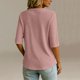 thumbnail image 4 of Neewe Womens Plain V Neck Button Dressy Casual Summer Short Sleeve Button Down Shirts Business Work Tops, 4 of 6