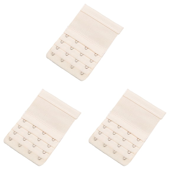 QIQUWOHUL 4-Hook Bra Extender – 11.5cm Length, Underwear Back Fastener for Comfort, Beige (3 Pack)