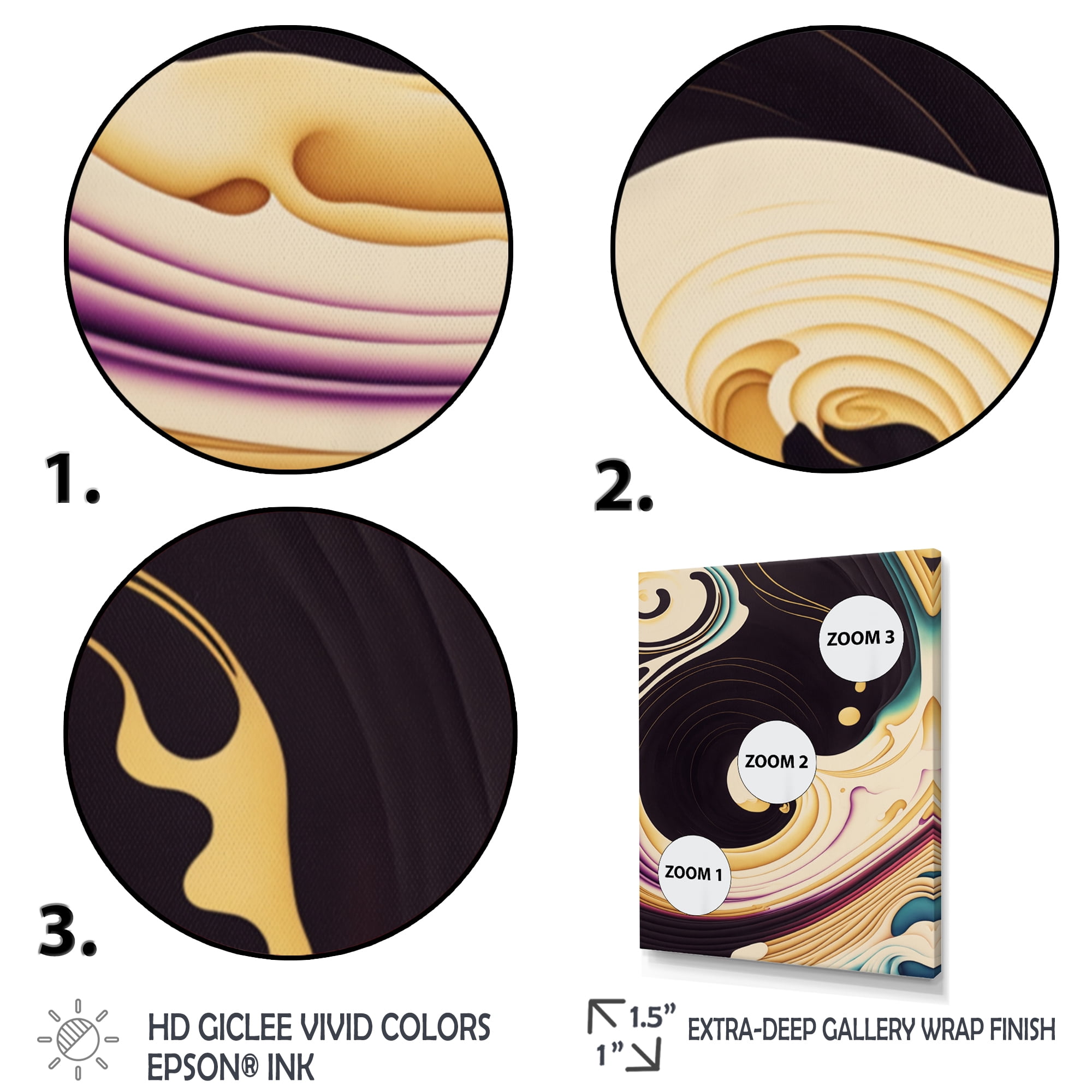Designart Purple, Gold And Blue Swirl II Canvas Wall Art
