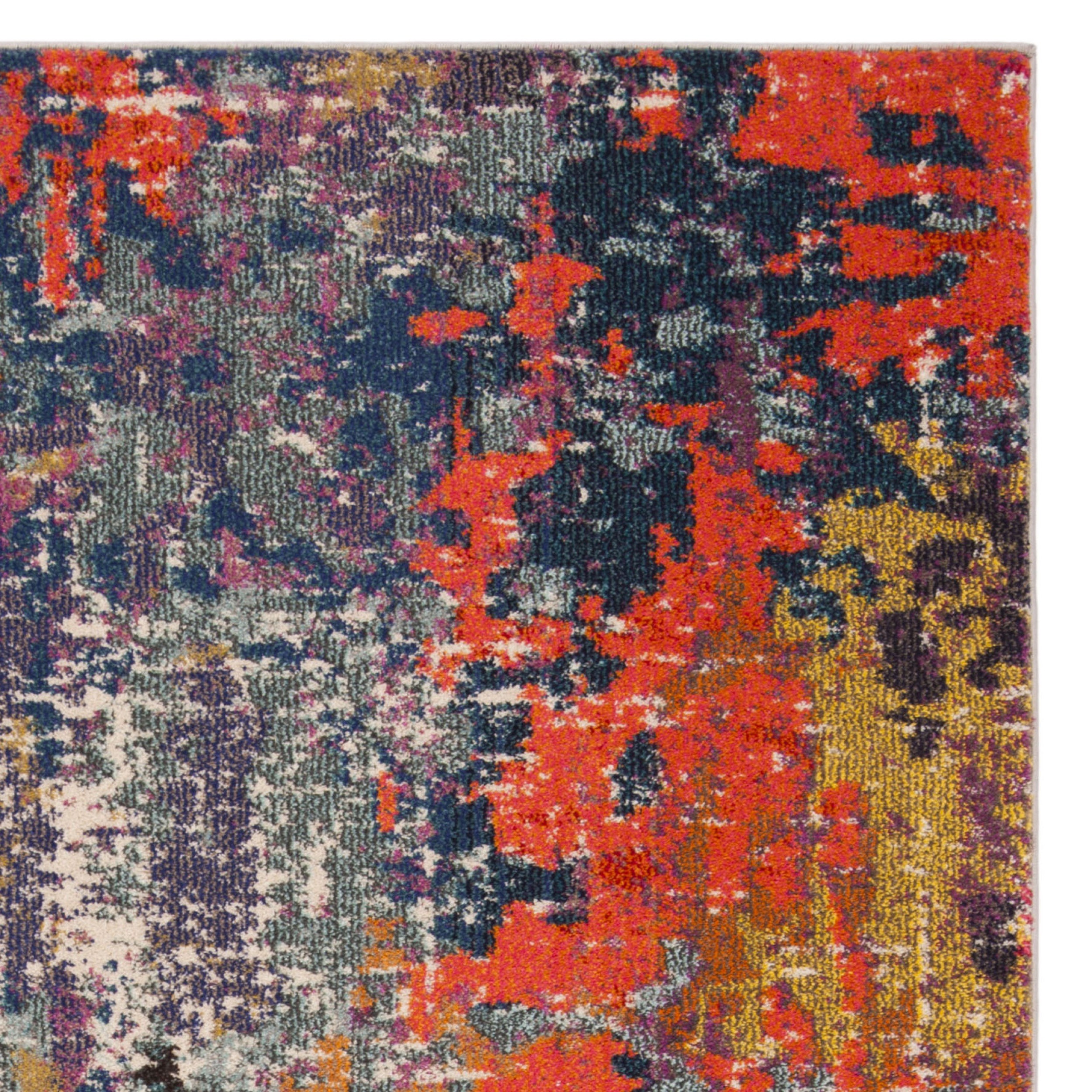 SAFAVIEH Monaco Hester Abstract Area Rug, Blue/Orange, 5'1" x 7'7"