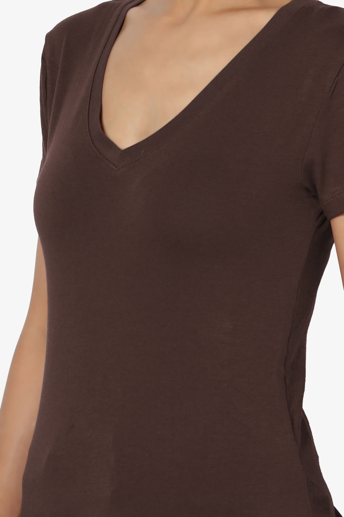 Women's Basic V Neck Short Sleeve T-Shirts Plain Stretch Cotton Spandex Top Tee - image 5 of 6