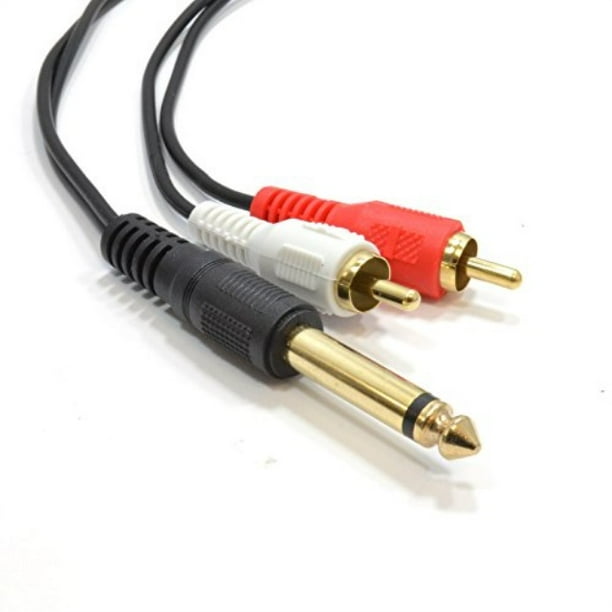 kenable 6.35mm 1/4 inch mono jack plug to phono rca plugs screened audio cable 2m (6 feet