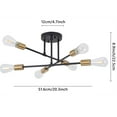 thumbnail image 5 of Senhu Sputnik Chandelier Light Fixture Modern Sputnik Ceiling Lights Black and Gold Mid Century Sputnik Light Fixture, Semi Flush Mount, for Bedroom Kitchen Dining Room, 6 Lights, Bulbs Not Included, 5 of 8