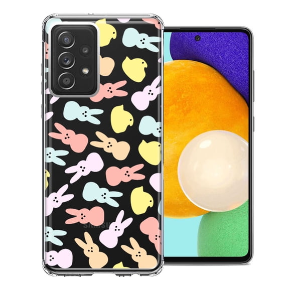 MUNDAZE for Samsung Galaxy A72 Pastel Easter Polkadots Bunny Chick Candies Double Layer Phone Case Cover