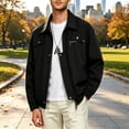 thumbnail image 2 of PNTUTB Outerwear for Men Full Zip Snap Button Lapel Jacket Solid Color Long Sleeve Coat Casual Comfort Trendy Fashion Outerwear with Pockets, 2 of 7