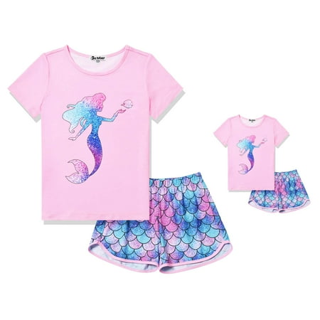 

Matching Girls&Dolls Pjs Summer Mermaid Pajamas Sets for Girl Clothes Size 6 7