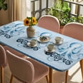 thumbnail image 3 of Navy Blue Octopus Table Cloths for 4 Foot Rectangle Tables, Coastal Bubbles Ocean Waves Patio Waterproof Elastic Fitted Tablecloths, Washable Rectangular Table Cover for Camping, 3 of 8