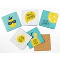 thumbnail image 2 of Inkdotpot Set of 6 Drink Coasters DecorativeNon,SlipCork Base4-inch Square PrintedCoastersEasy Clean- Summer, 2 of 8