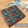 thumbnail image 4 of FORMRS 3 Ring Photo Album 4"x6" Self Adhesive Large Capacity PU Leather Cover, Red Christmas Poinsettias, 4 of 8