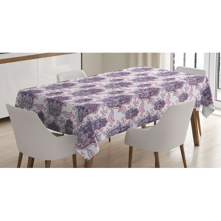 

Hamsa Tablecloth Doodle Ombre Leaves and Circles with Motif of Importance from East Rectangle Satin Table Cover Accent for Dining Room and Kitchen 60 X 90 Hot Pink and Lavender by Ambesonne