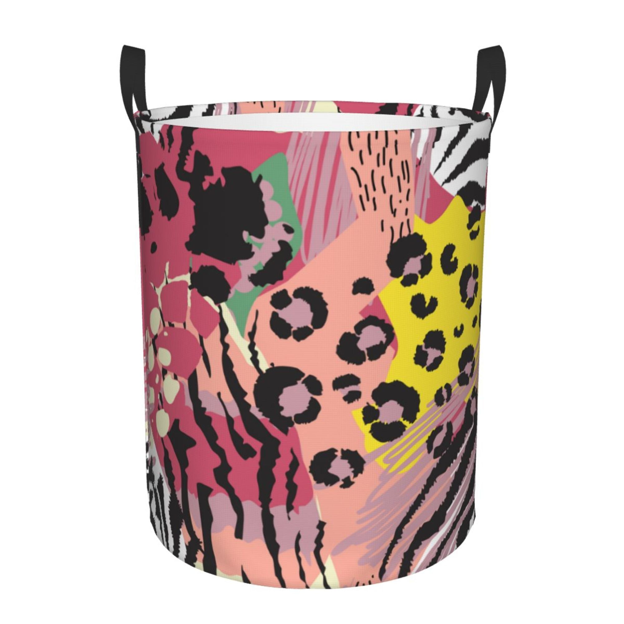 TEQUAN Waterproof Laundry Hampers, Pink Zebra Leopard Tiger Stripes