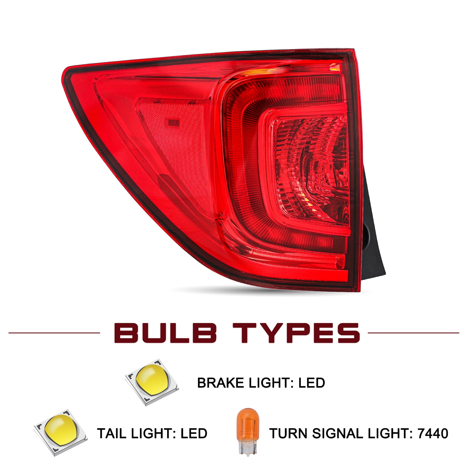 For 2016 2017 2018 Honda Pilot Rear Outer Tail Light Brake Lamps