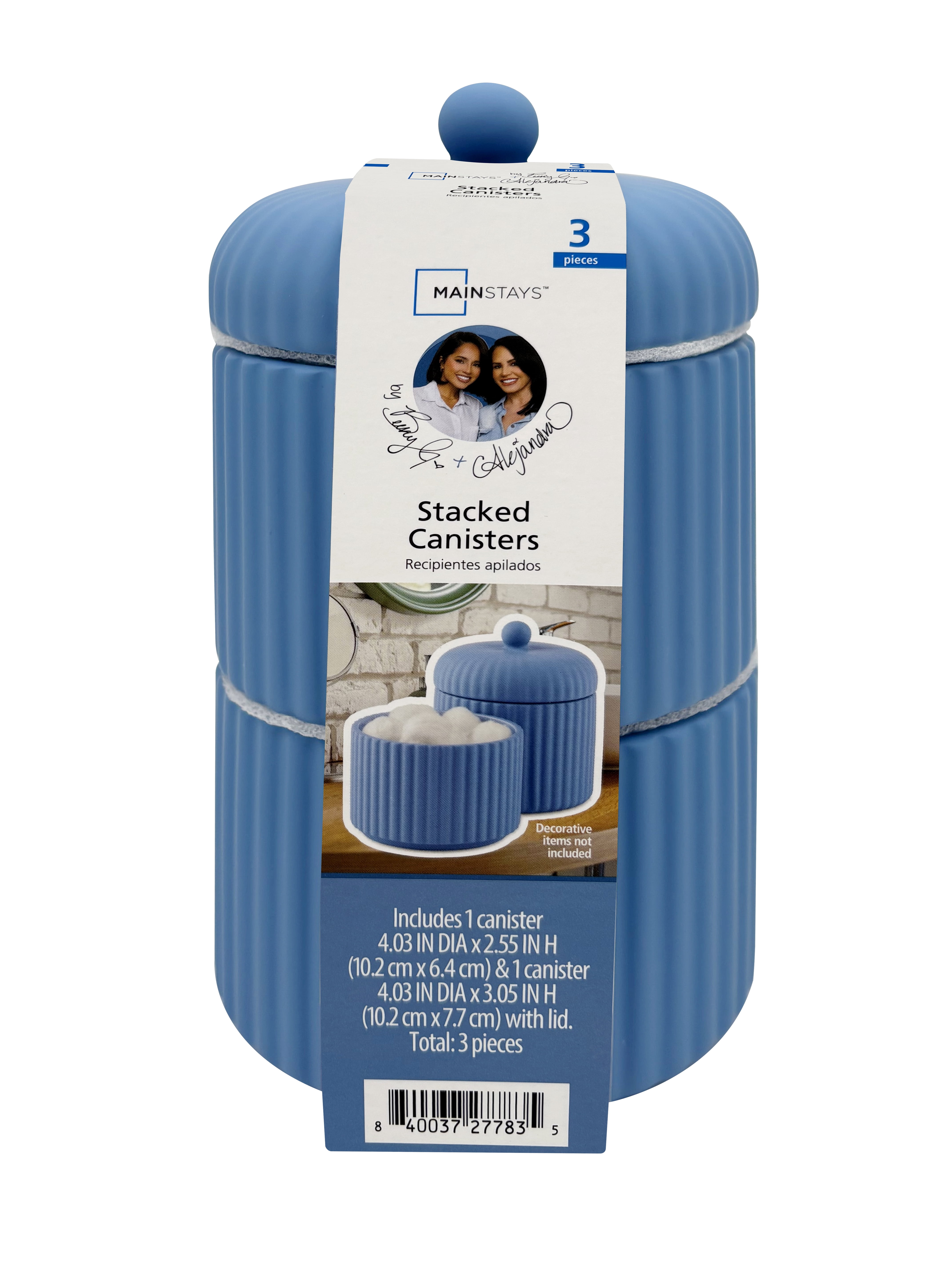Mainstays By Becky G. & Alejandra 3-Piece Stacked Bathroom Canisters, Blue