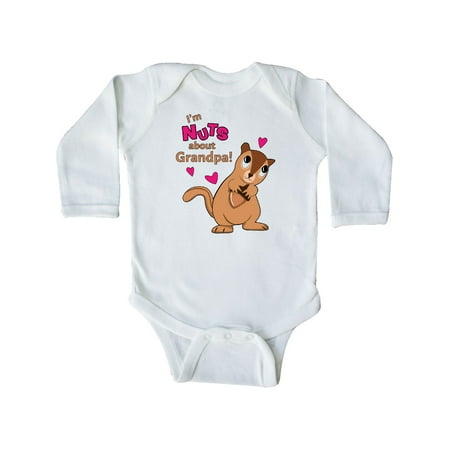 

Inktastic I m Nuts About Grandpa Gift Baby Boy or Baby Girl Long Sleeve Bodysuit