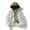 White, variant on Men Patchwork Drawstring Hooded Corduroy Jacket Two-in-One Classic Zipper Button Long Sleeve Warm Coat Black L