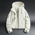 thumbnail image 4 of Warop Womans Hooded Jacket, Drawstring Hood Long Sleeve Solid Coat, Cropped Fit Outdoor Windbreaker for Hiking Trip, 4 of 5