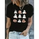 thumbnail image 1 of Camiseta de mujer con estampado geométrico vintage - Cuello redondo informal, manga corta, algodón, lavable a máquina, sin transparencias, ideal para verano., 1 of 6