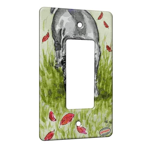 KuzmarK™ 1 Gang Rocker Wall Plate - Blue Shar Pei Rustling Leaves Dog Art by Denise Every
