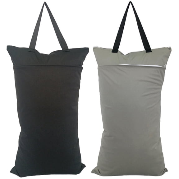 BTEPSGA 2 Pack Large Wet Dry Bag Waterproof Hanging Cloth Diaper with Double Zippered Pockets